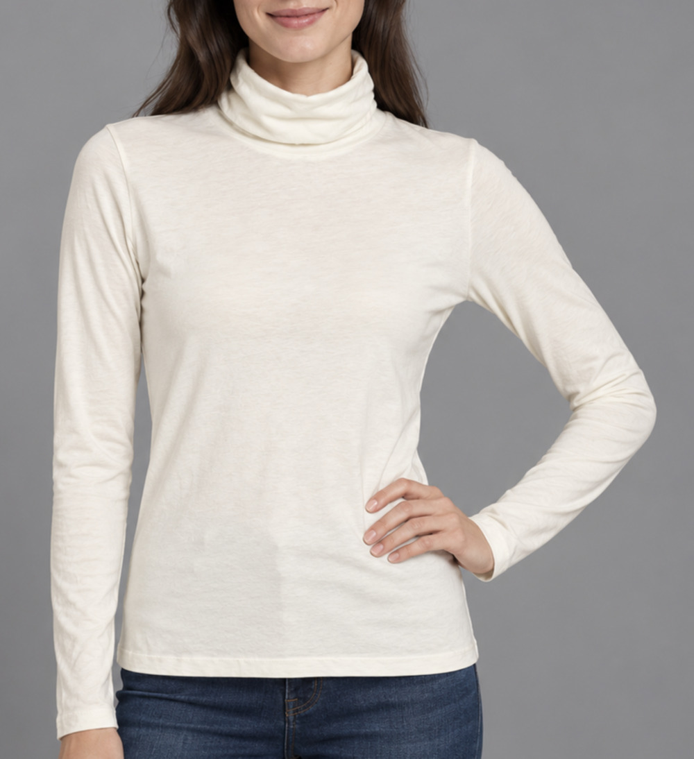 J.Crew Tissue Turtleneck Womens S Ivory Cotton Long Sleeve Layering Top Preppy